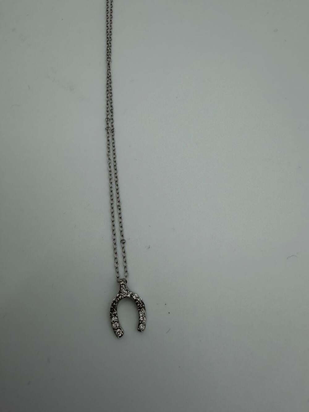 Sterling Silver Wishbone Pendant Necklace - Picture 6 of 6